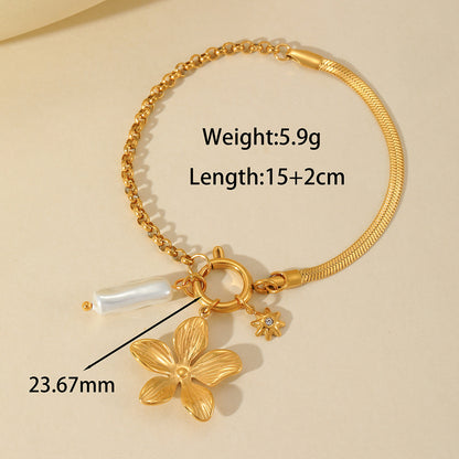 Ashara Blooming Charm Bracelet – 18K Gold Plated with Floral Motif