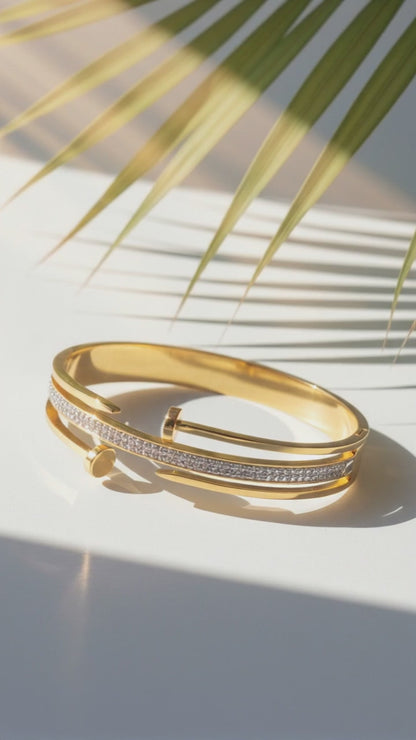 Crystal Line Open Cuff Bracelet